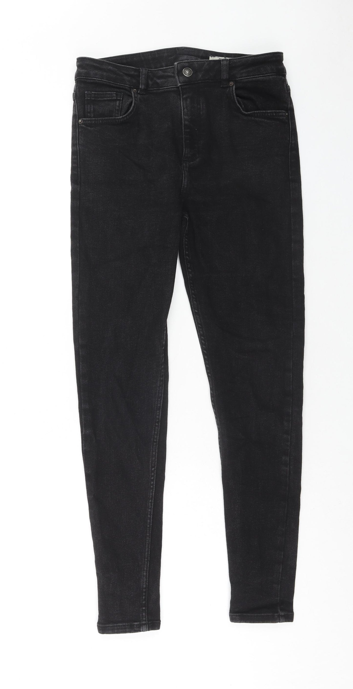 Marks and Spencer Womens Blue Cotton Skinny Jeans Size 12 Regular Zip
