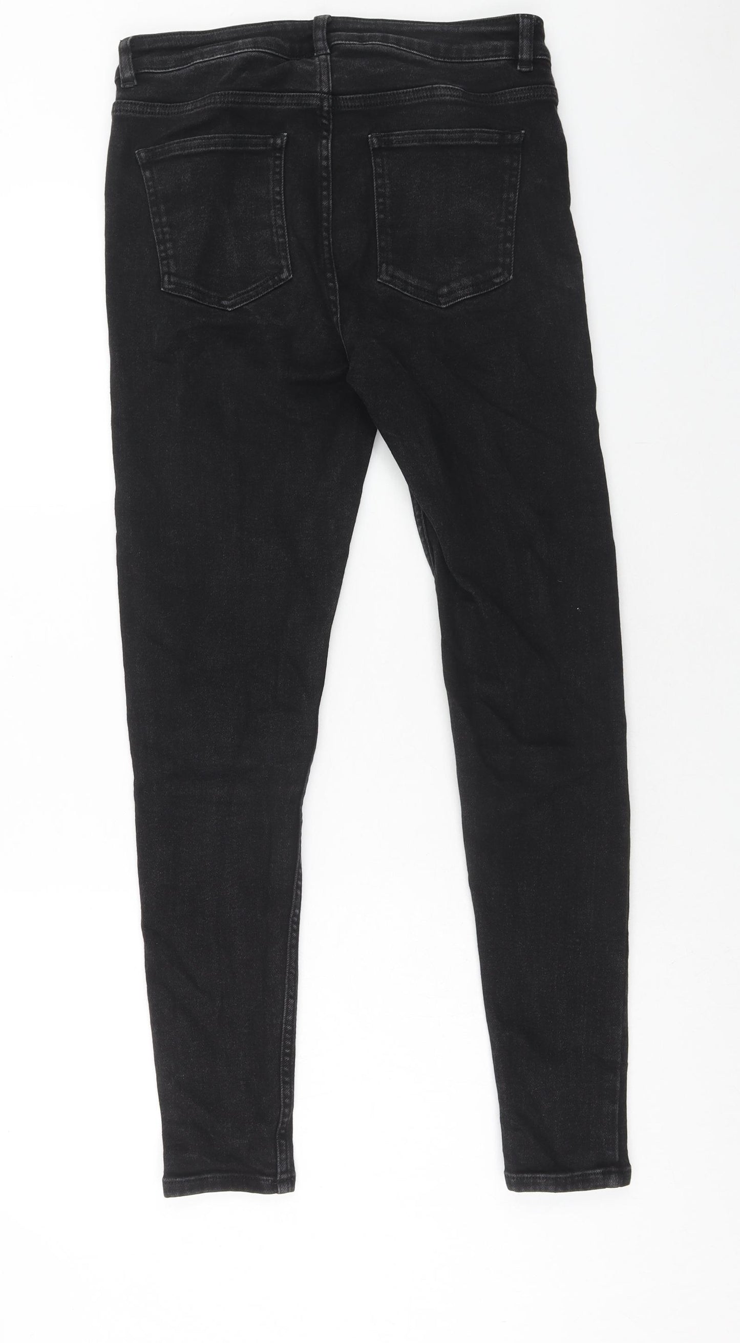 Marks and Spencer Womens Blue Cotton Skinny Jeans Size 12 Regular Zip