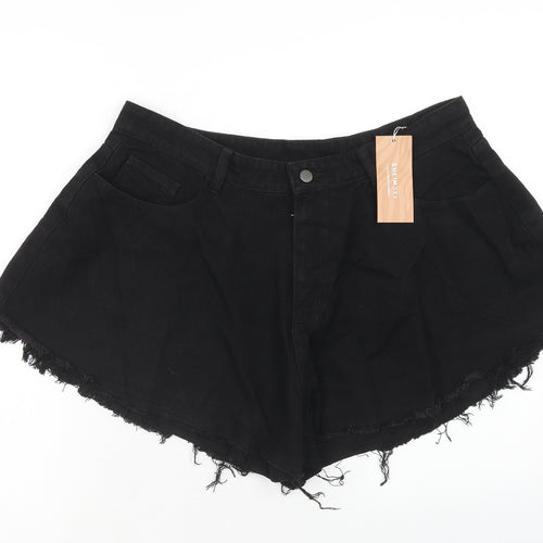 SheIn Womens Black Cotton Cut-Off Shorts Size XL Regular Zip