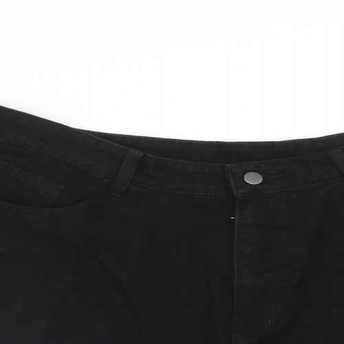 SheIn Womens Black Cotton Cut-Off Shorts Size XL Regular Zip