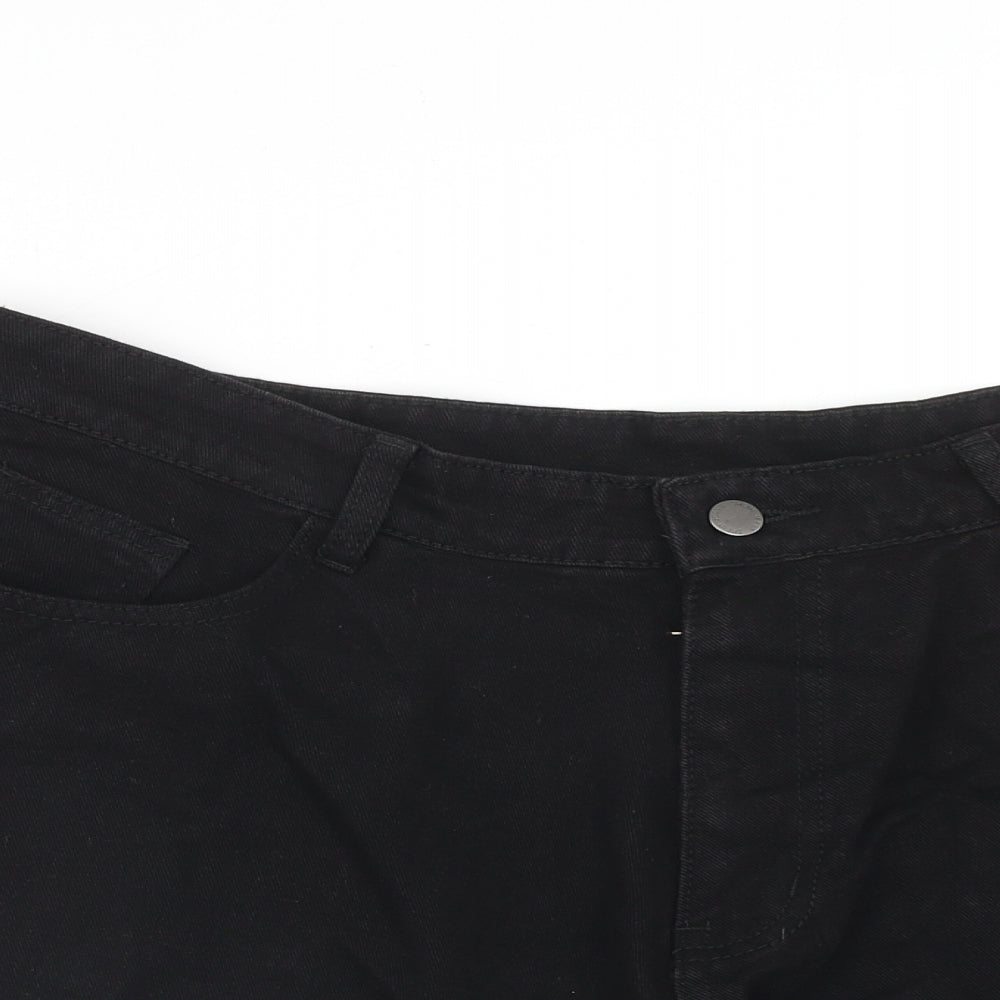 SheIn Womens Black Cotton Cut-Off Shorts Size XL Regular Zip