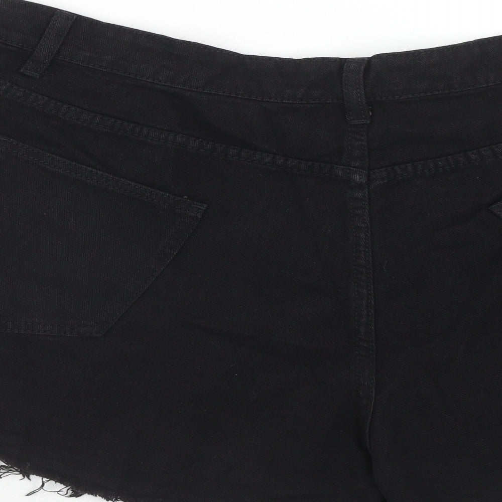 SheIn Womens Black Cotton Cut-Off Shorts Size XL Regular Zip