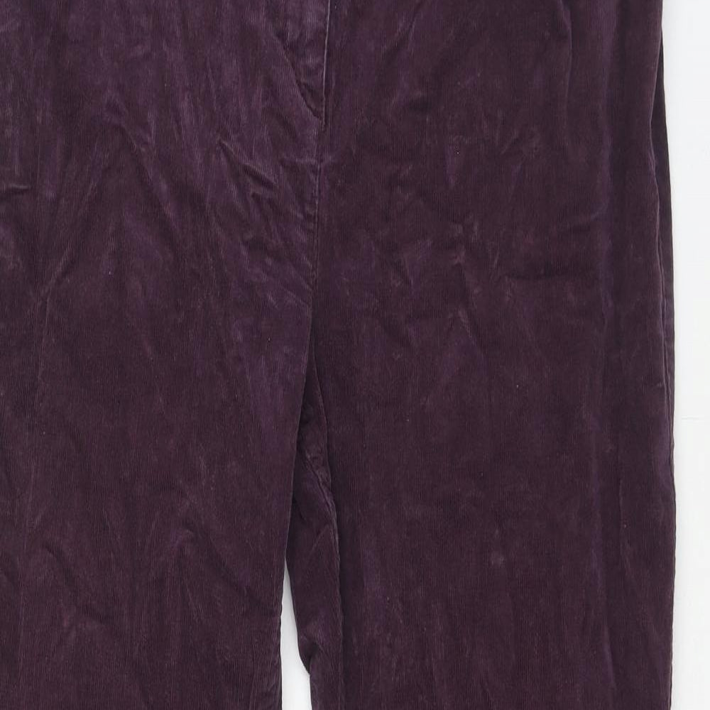 Marks and Spencer Womens Purple Cotton Trousers Size 14 Regular Zip