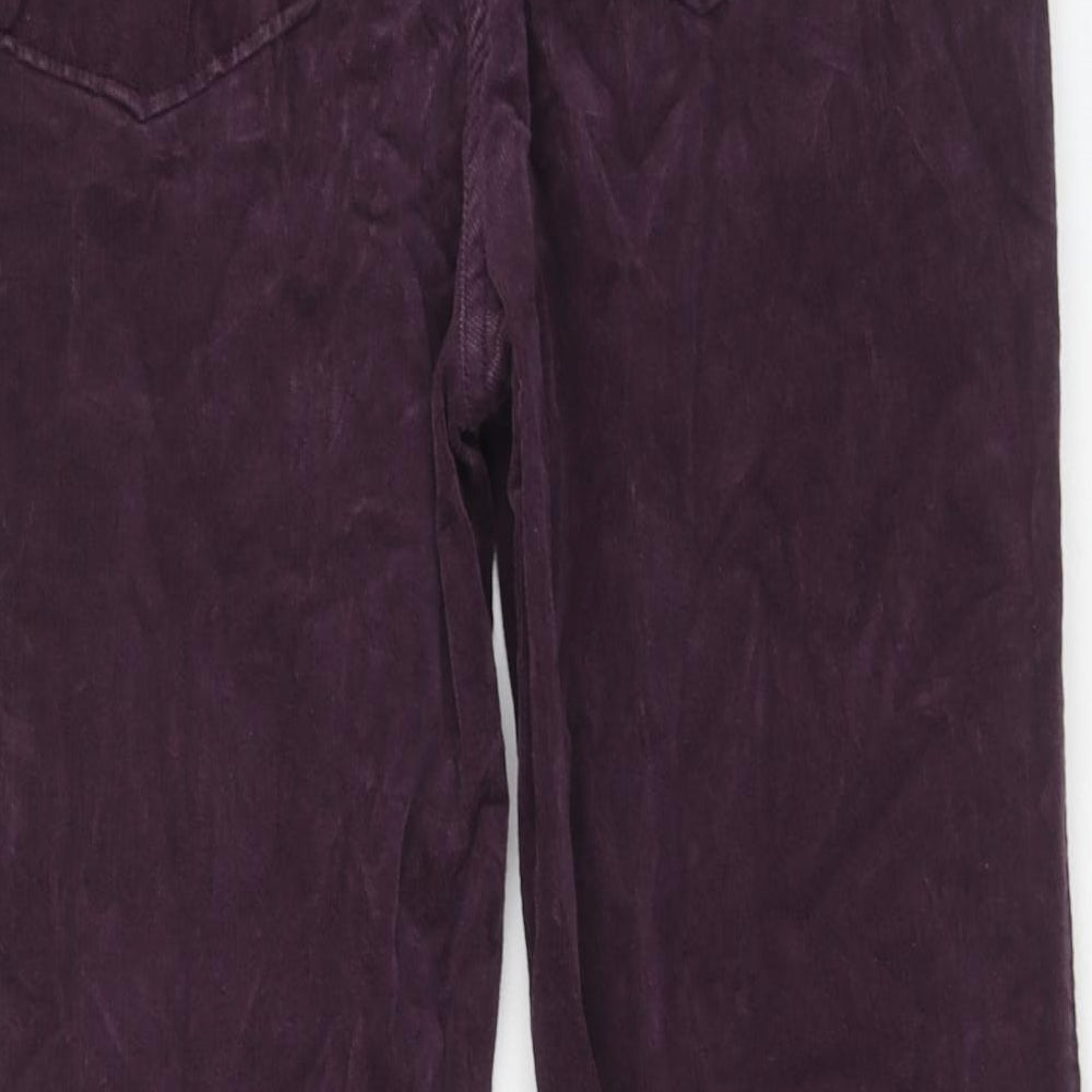 Marks and Spencer Womens Purple Cotton Trousers Size 14 Regular Zip