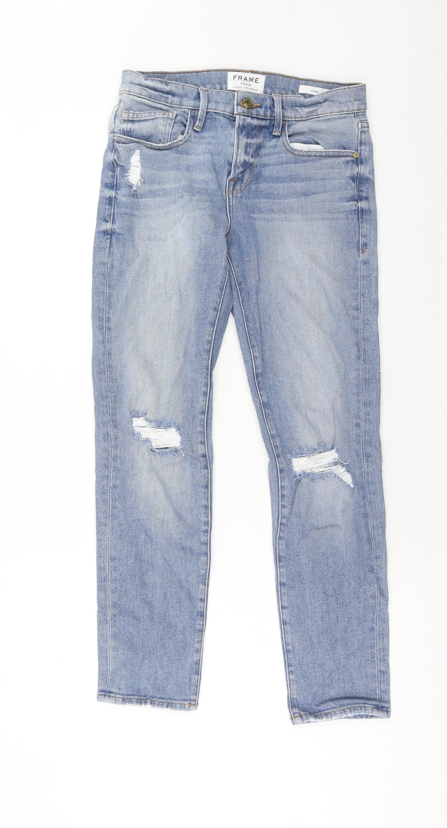 FRAME Womens Blue Cotton Boyfriend Jeans Size 25 in Regular Zip