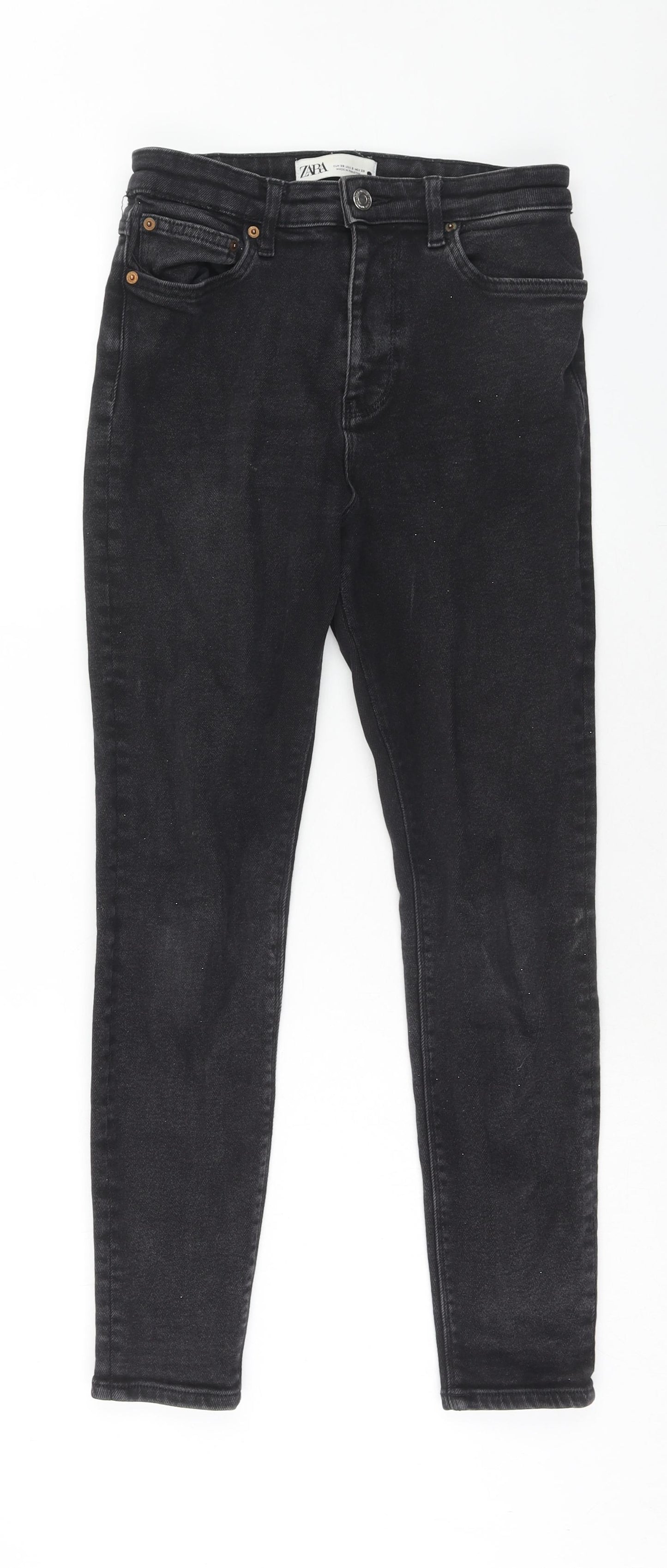Zara Womens Blue Cotton Skinny Jeans Size 10 Regular Zip