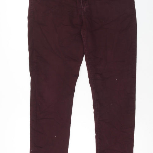 New Look Womens Purple Cotton Straight Jeans Size 16 Regular Zip