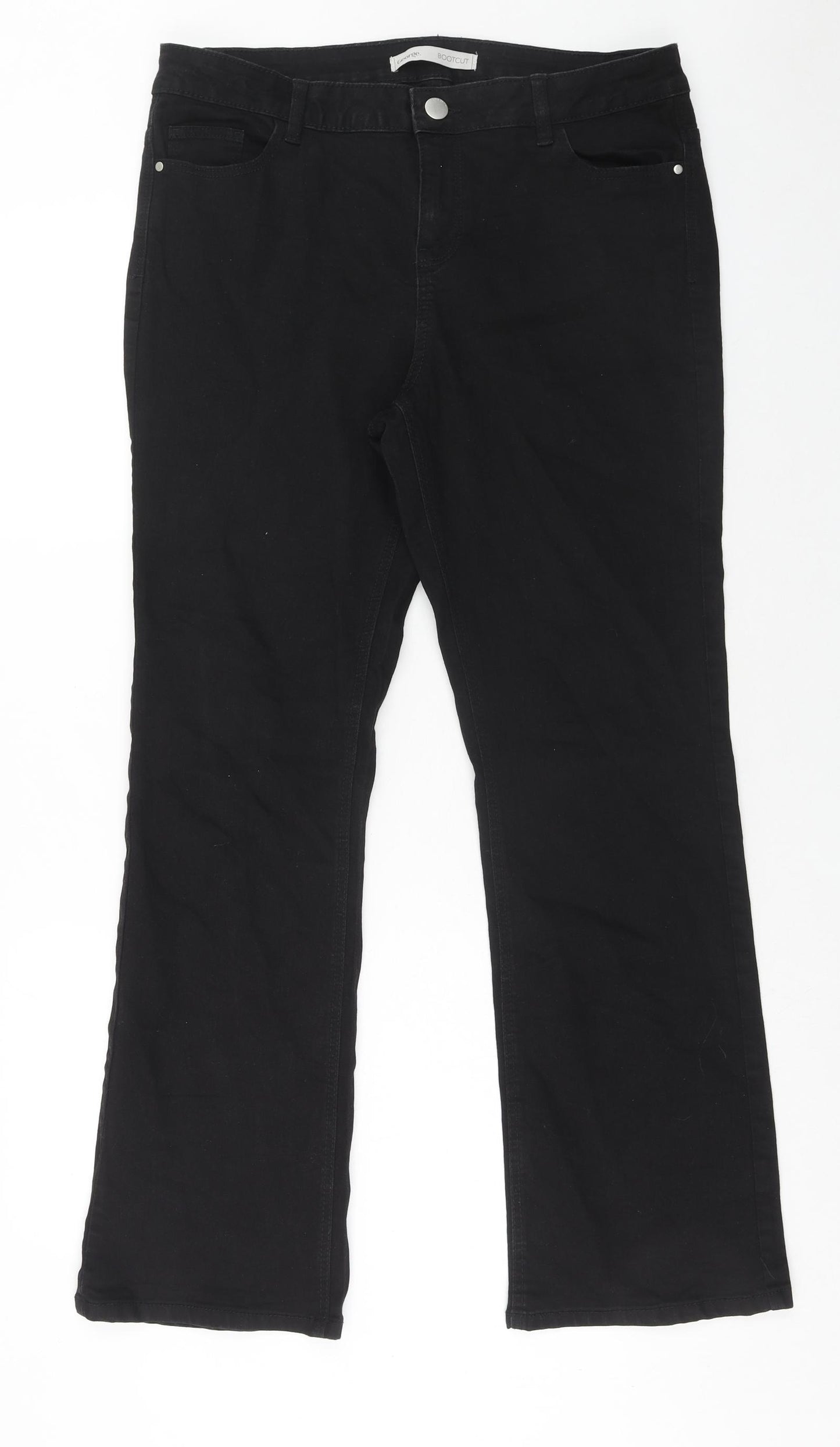 George Womens Black Cotton Bootcut Jeans Size 16 Regular Zip