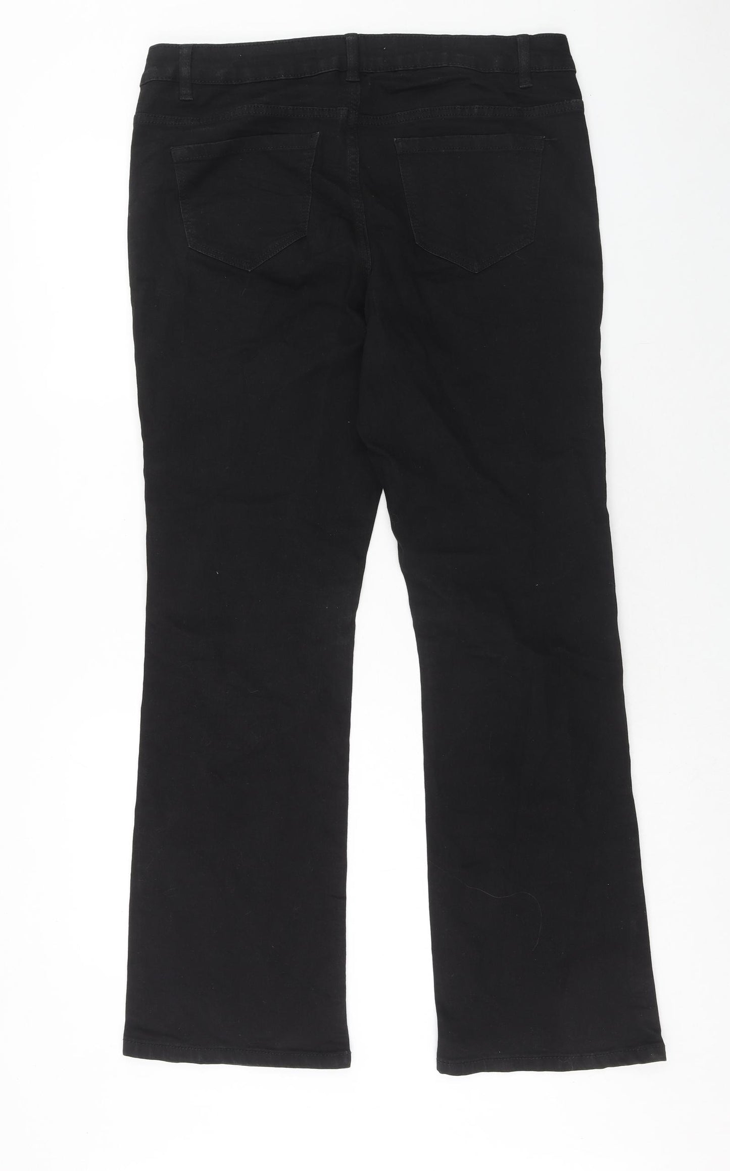 George Womens Black Cotton Bootcut Jeans Size 16 Regular Zip
