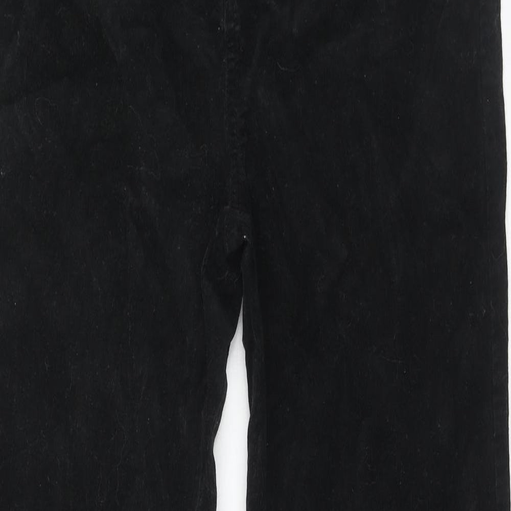 Marks and Spencer Womens Black Cotton Trousers Size 14 Regular Zip