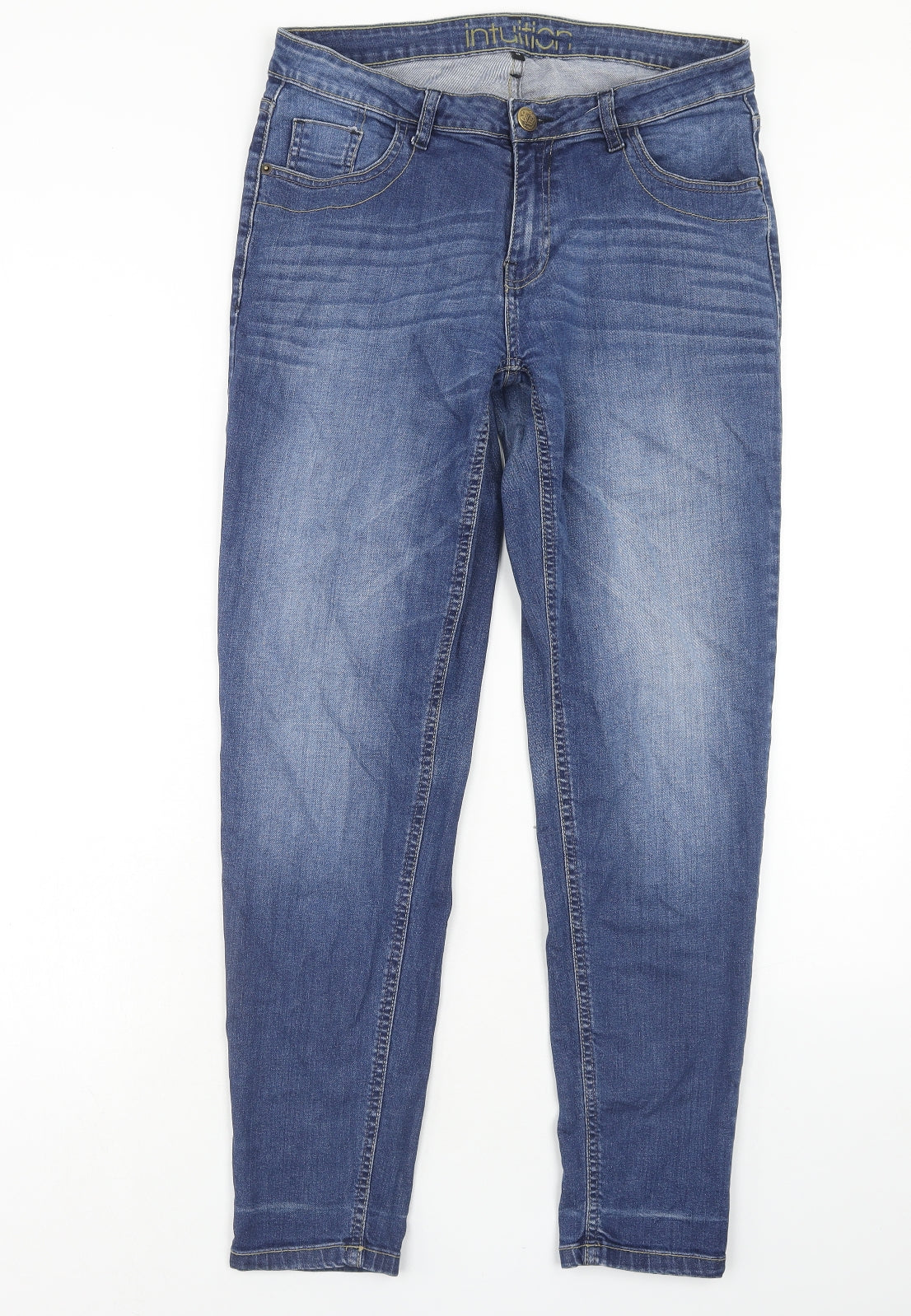 INTUITION Womens Blue Cotton Skinny Jeans Size 14 Regular Zip