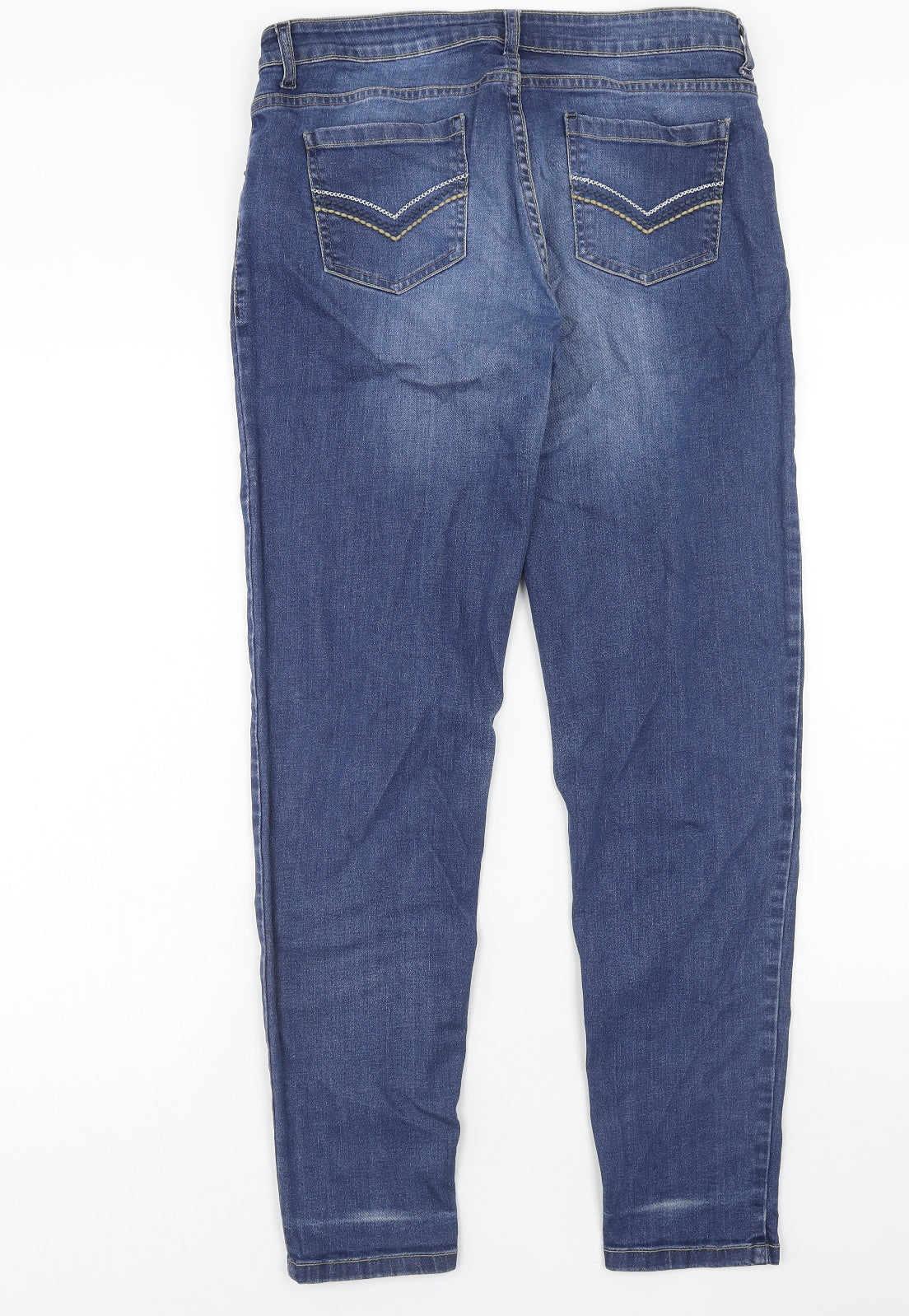 INTUITION Womens Blue Cotton Skinny Jeans Size 14 Regular Zip