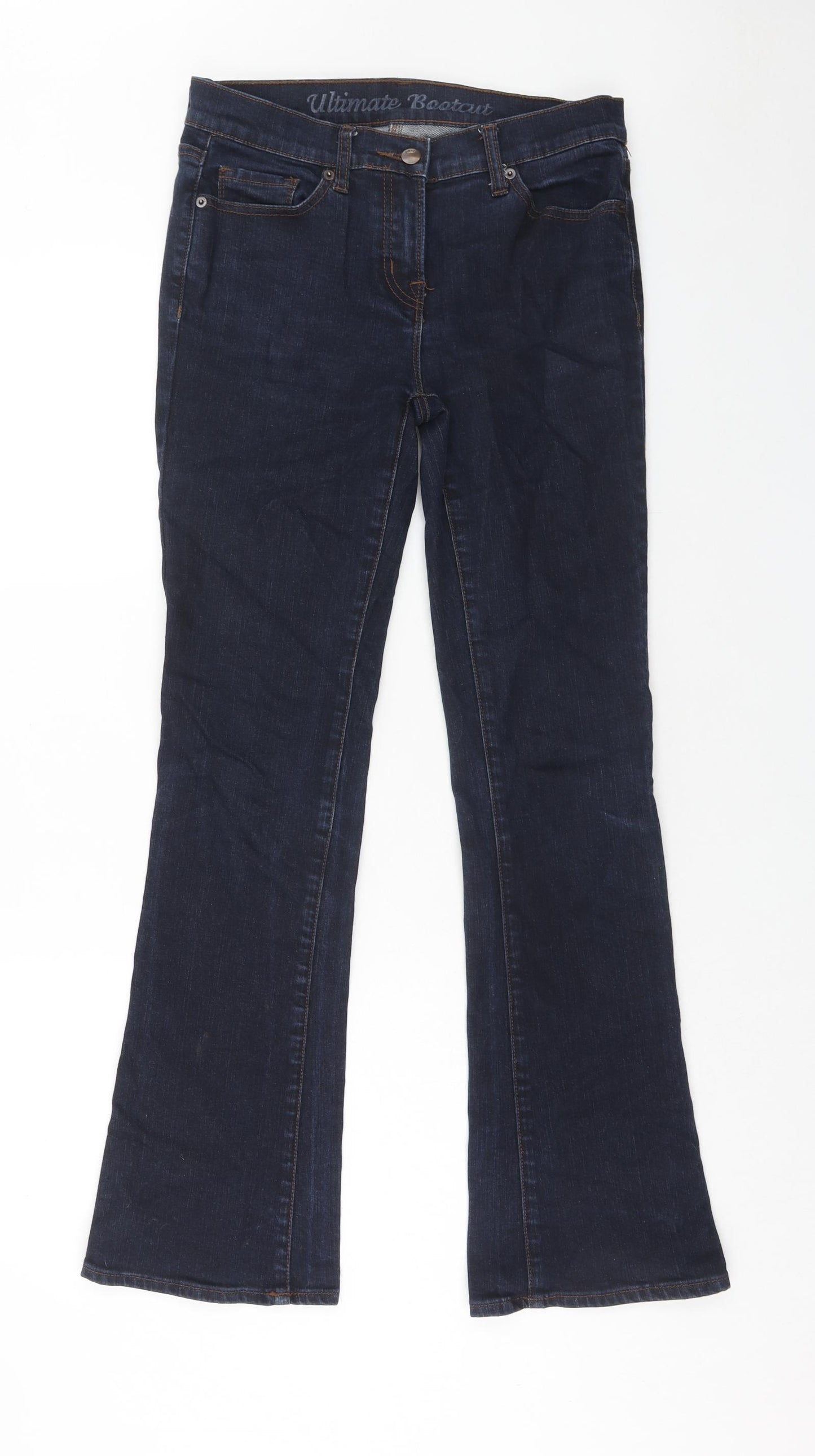 NEXT Womens Blue Cotton Bootcut Jeans Size 10 Regular Zip