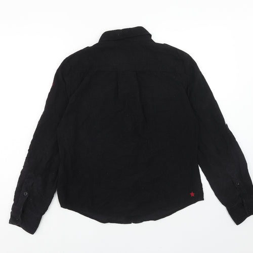 Tottie Womens Black Cotton Basic Button-Up Size L Collared