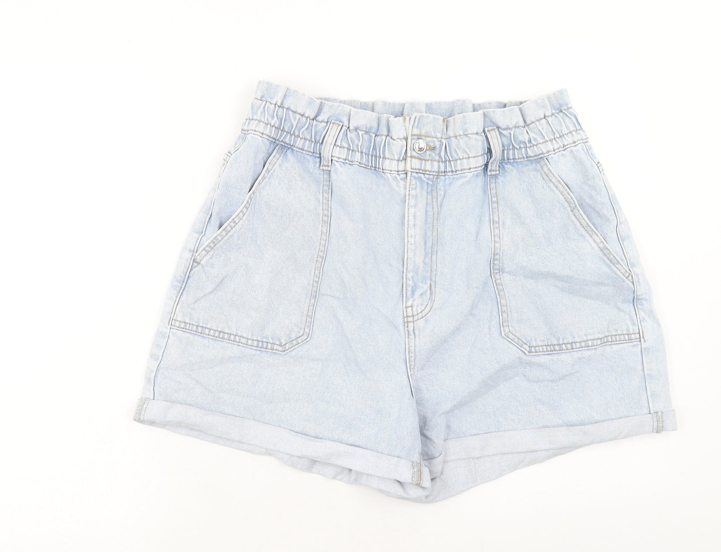 Denim & Co. Womens Blue Cotton Mom Shorts Size 18 Regular Zip