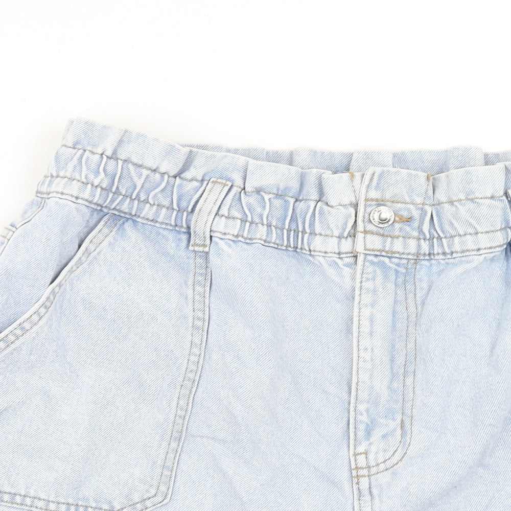 Denim & Co. Womens Blue Cotton Mom Shorts Size 18 Regular Zip