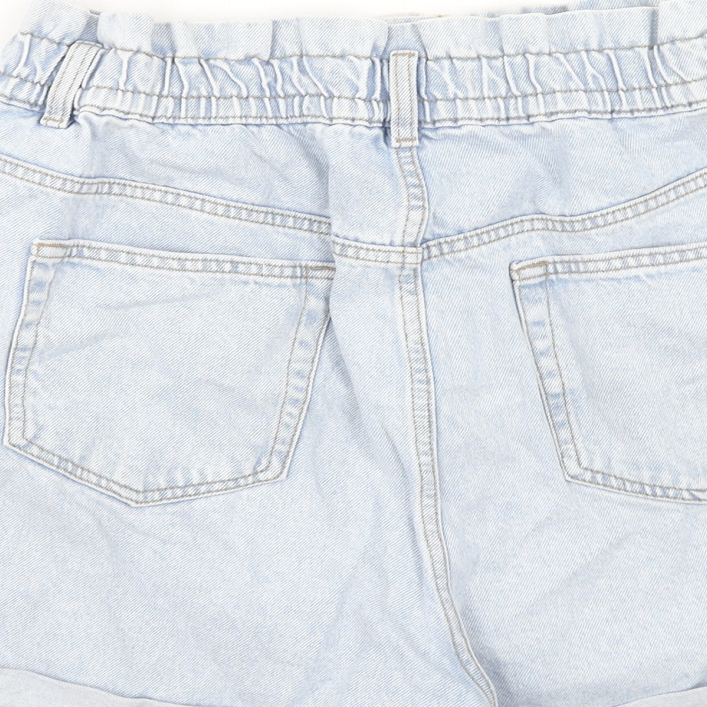Denim & Co. Womens Blue Cotton Mom Shorts Size 18 Regular Zip