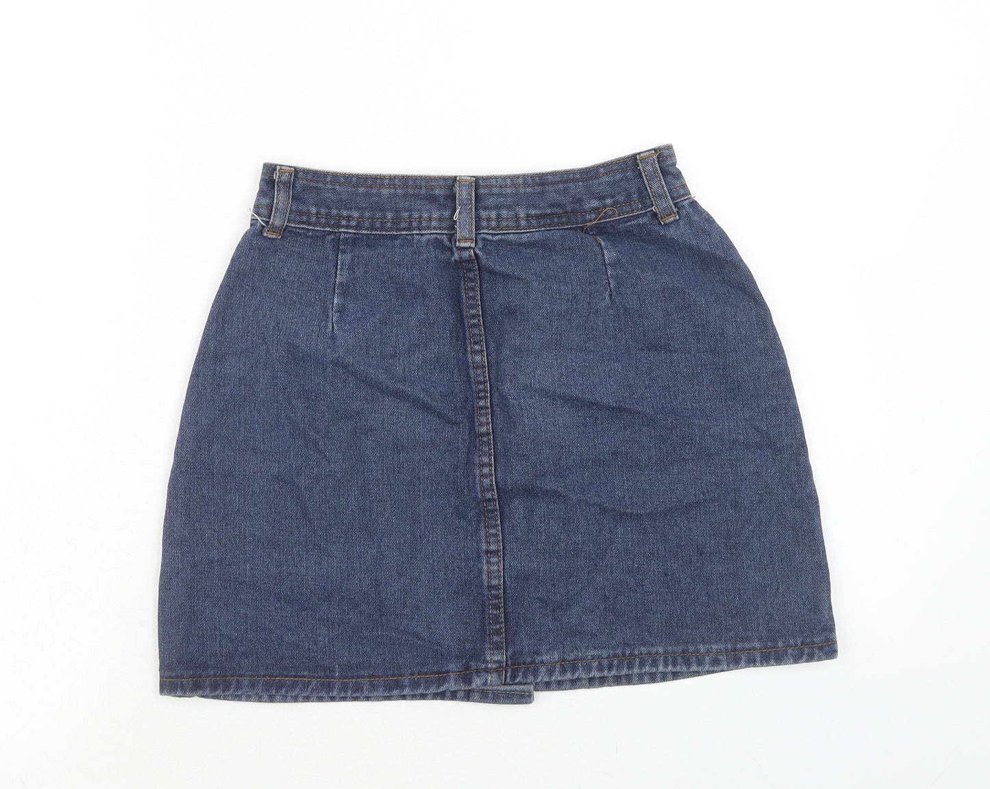 Falmer Womens Blue Cotton Mini Skirt Size M Button