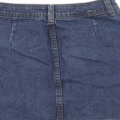 Falmer Womens Blue Cotton Mini Skirt Size M Button