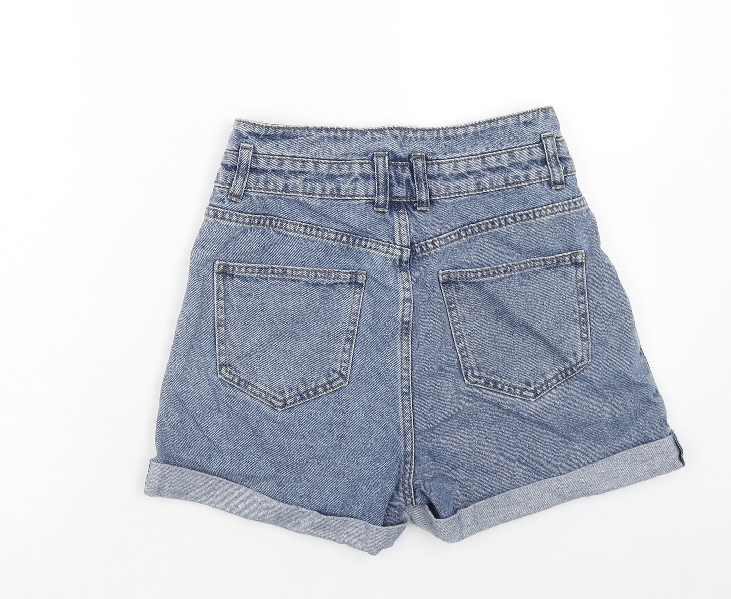Denim & Co. Womens Blue Cotton Mom Shorts Size 10 Regular Zip