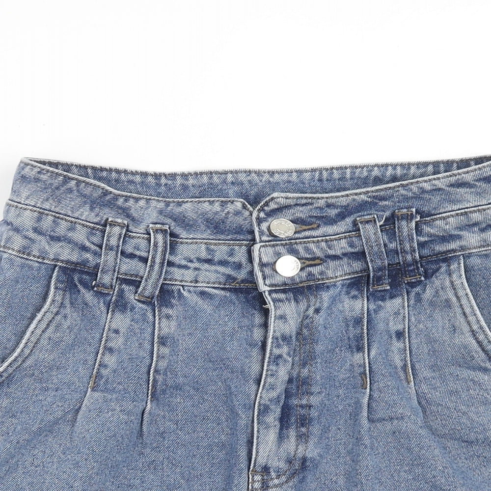 Denim & Co. Womens Blue Cotton Mom Shorts Size 10 Regular Zip