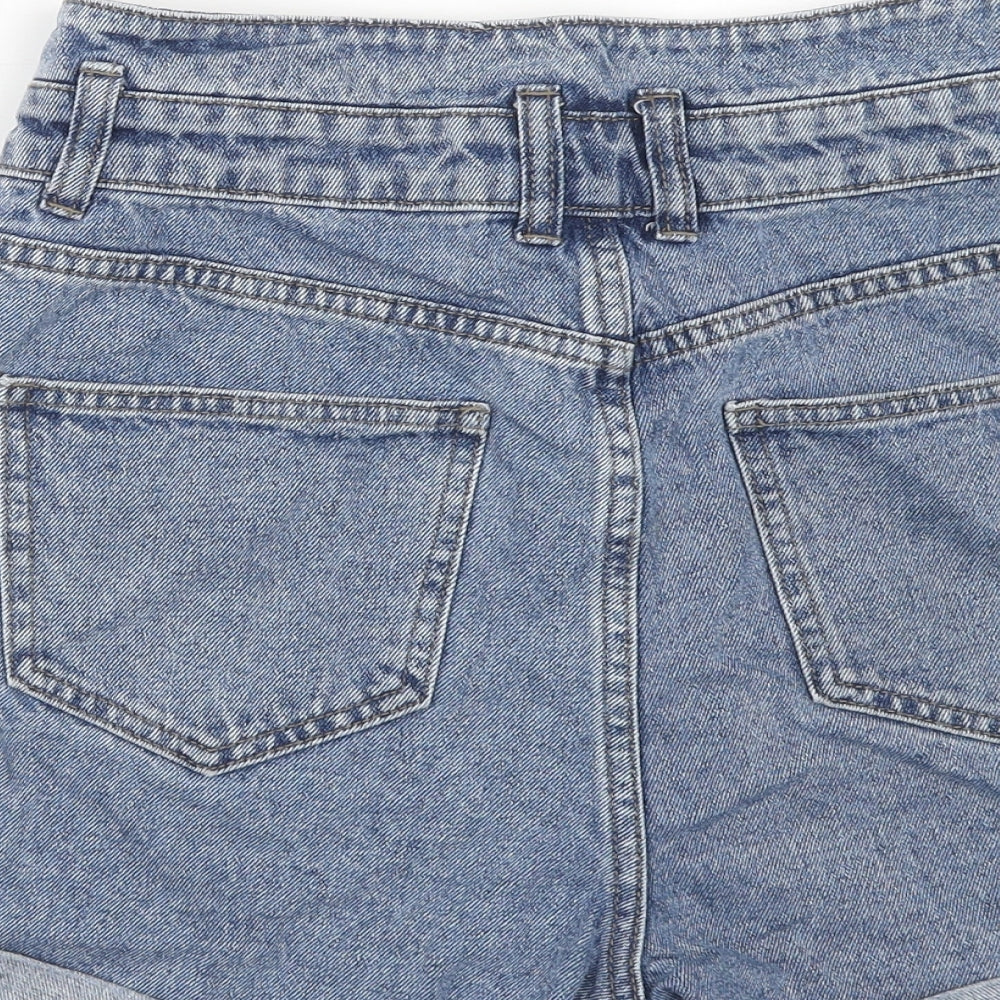 Denim & Co. Womens Blue Cotton Mom Shorts Size 10 Regular Zip