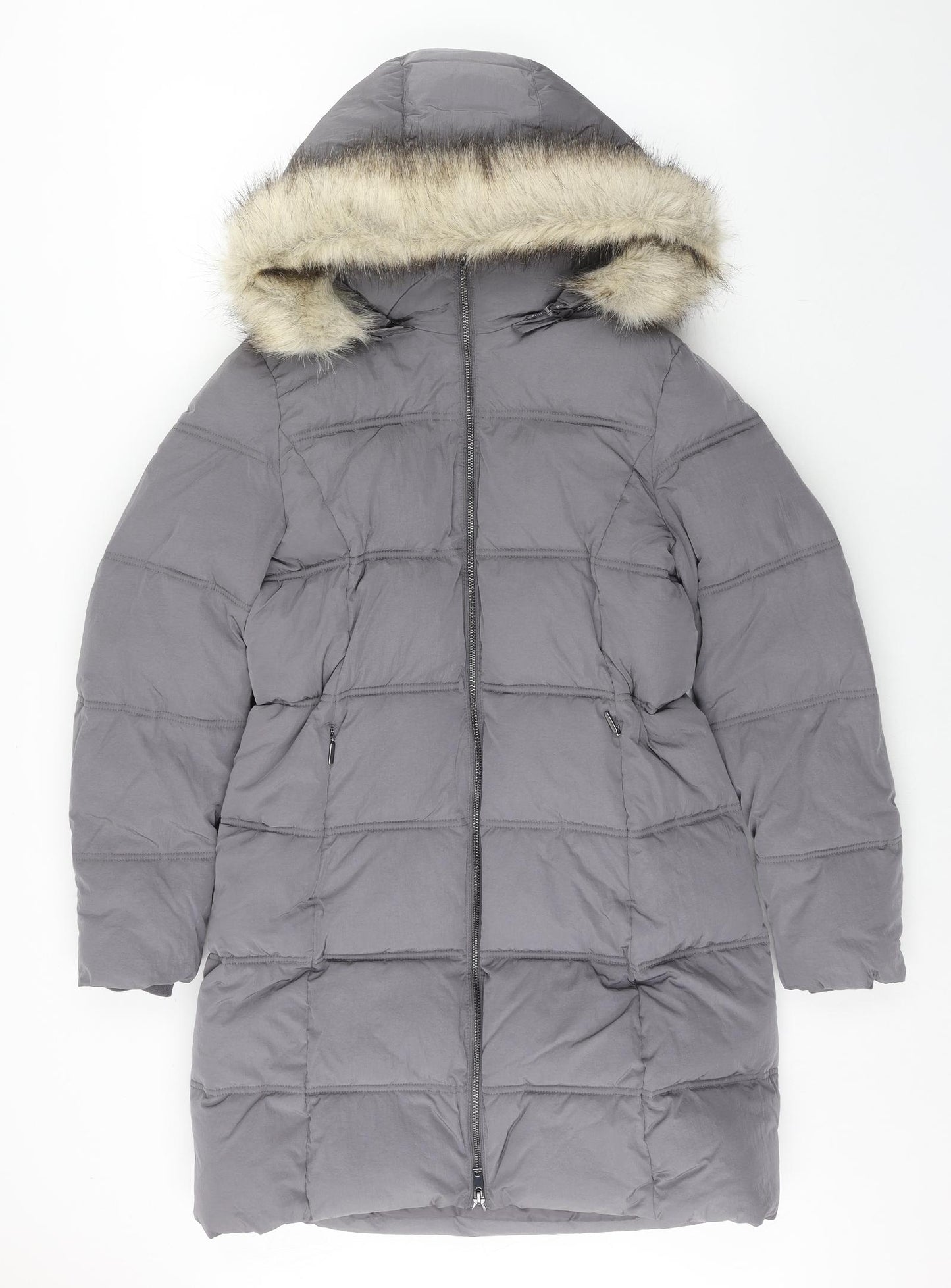 Marks and Spencer Womens Grey Parka Coat Size 10 Zip