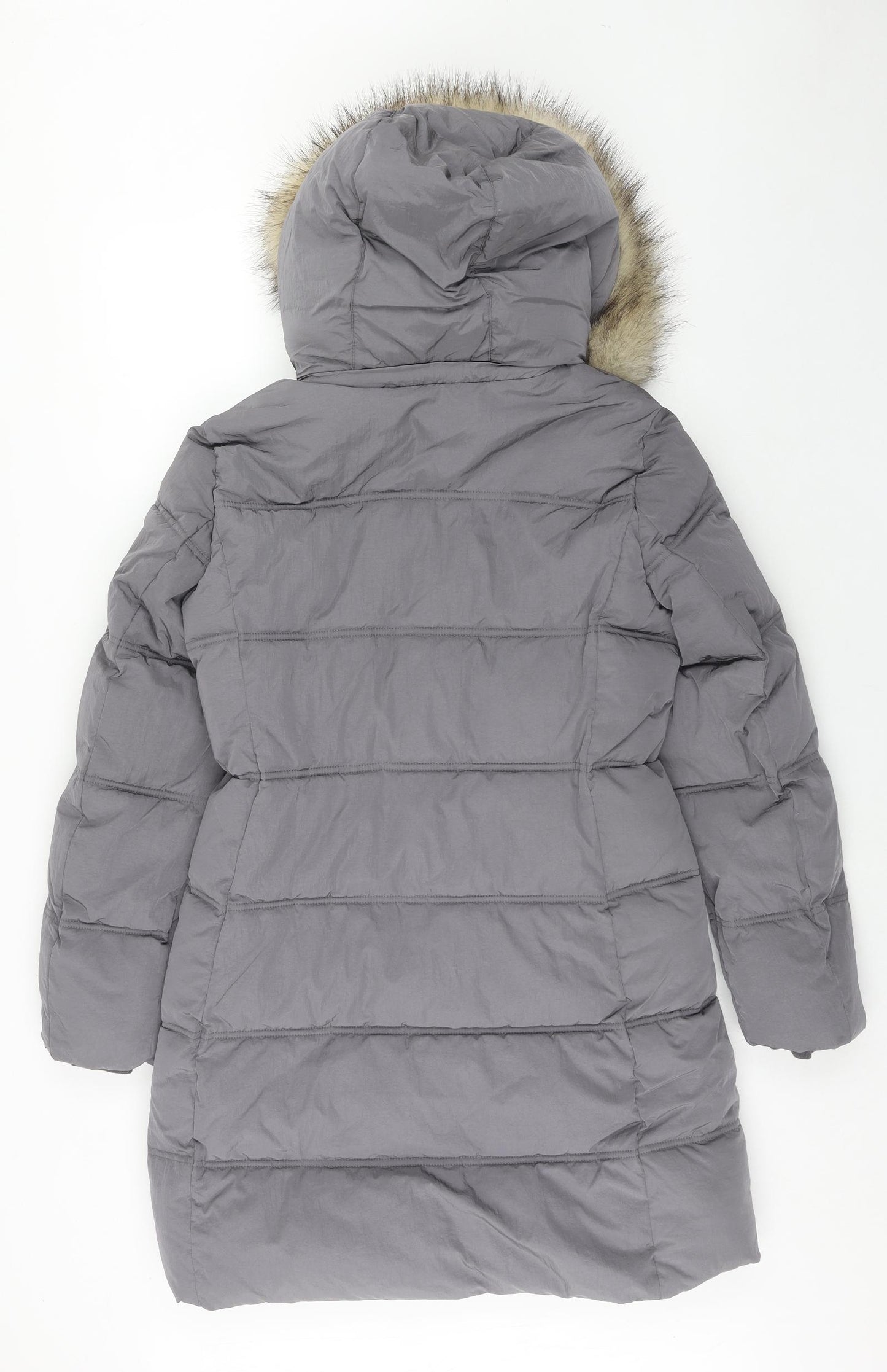 Marks and Spencer Womens Grey Parka Coat Size 10 Zip