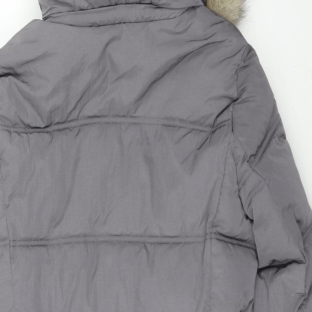 Marks and Spencer Womens Grey Parka Coat Size 10 Zip