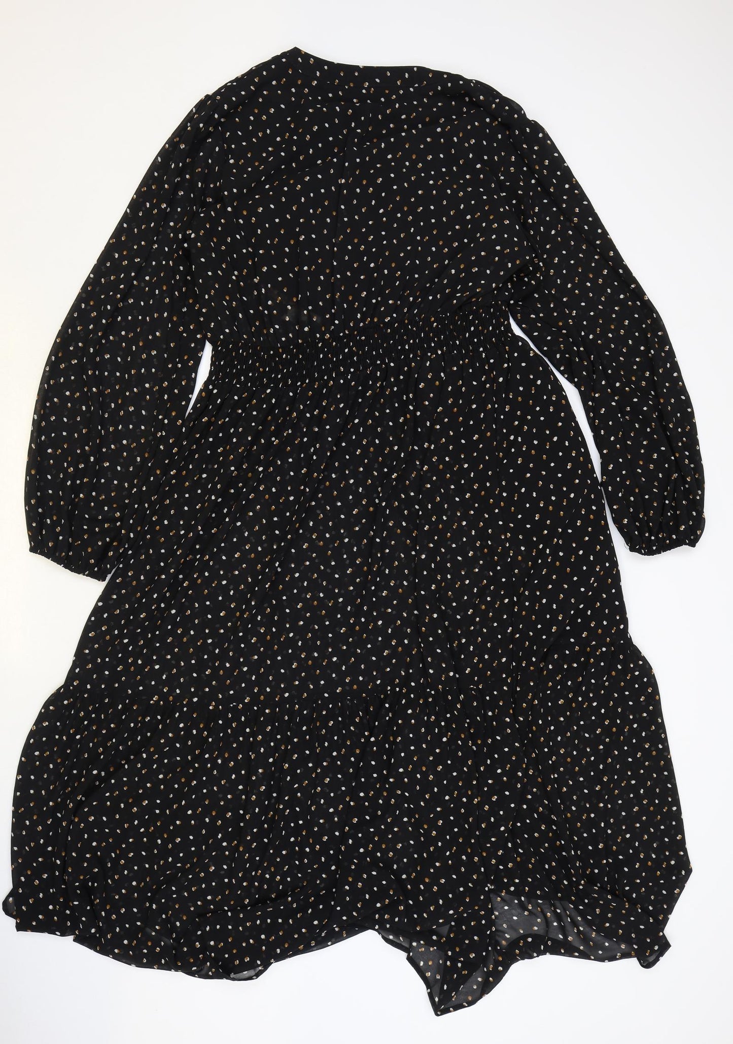 RusttyDustty Womens Black Geometric Polyester Fit & Flare Size XL V-Neck Pullover