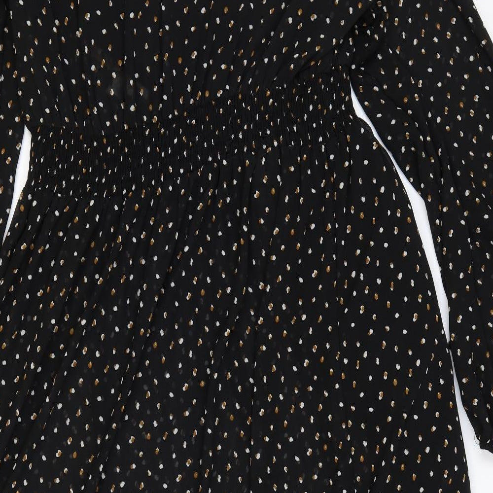 RusttyDustty Womens Black Geometric Polyester Fit & Flare Size XL V-Neck Pullover