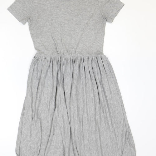 Oasis Womens Grey Polyester T-Shirt Dress Size XS Round Neck Pullover