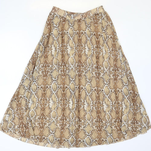Marks and Spencer Womens Brown Animal Print Polyester Swing Skirt Size 8 - Snakeskin Pattern