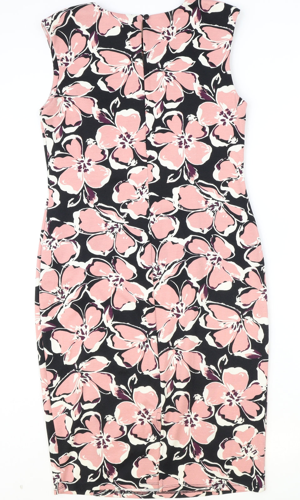 TU Womens Black Floral Polyacrylate Fibre Shift Size 14 Round Neck Button