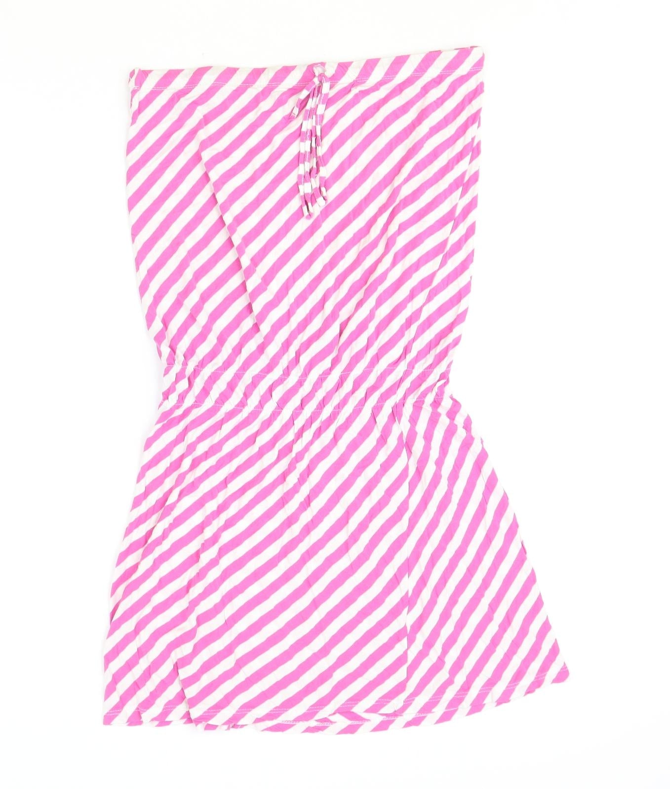New Look Womens Pink Striped Viscose A-Line Size 12 Off the Shoulder Pullover
