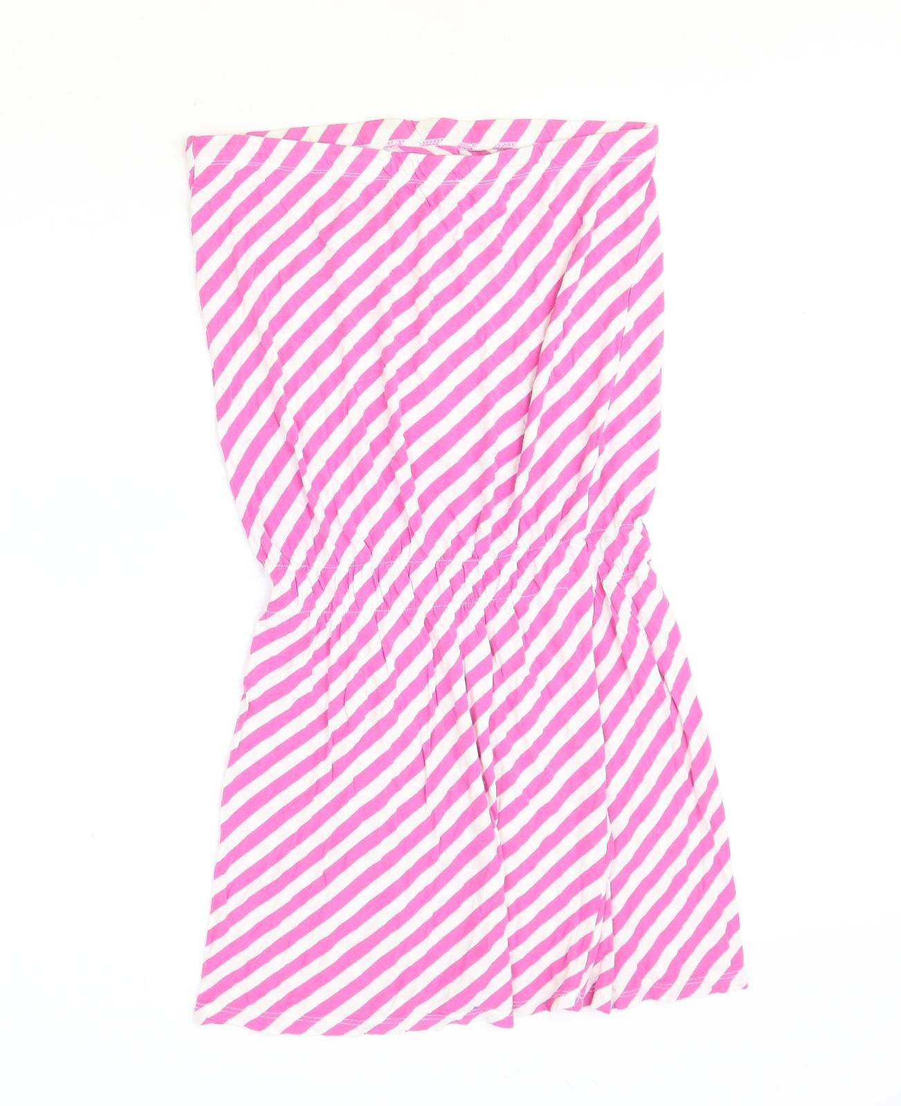 New Look Womens Pink Striped Viscose A-Line Size 12 Off the Shoulder Pullover