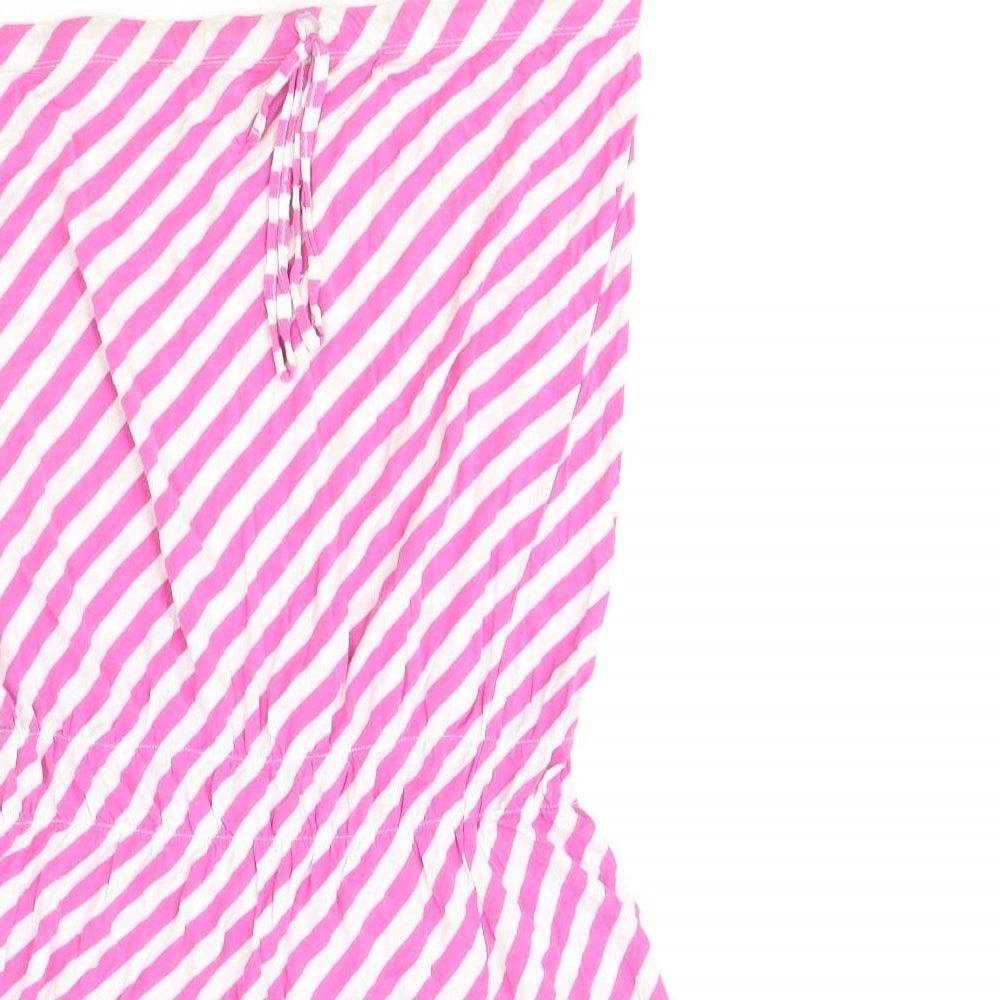 New Look Womens Pink Striped Viscose A-Line Size 12 Off the Shoulder Pullover