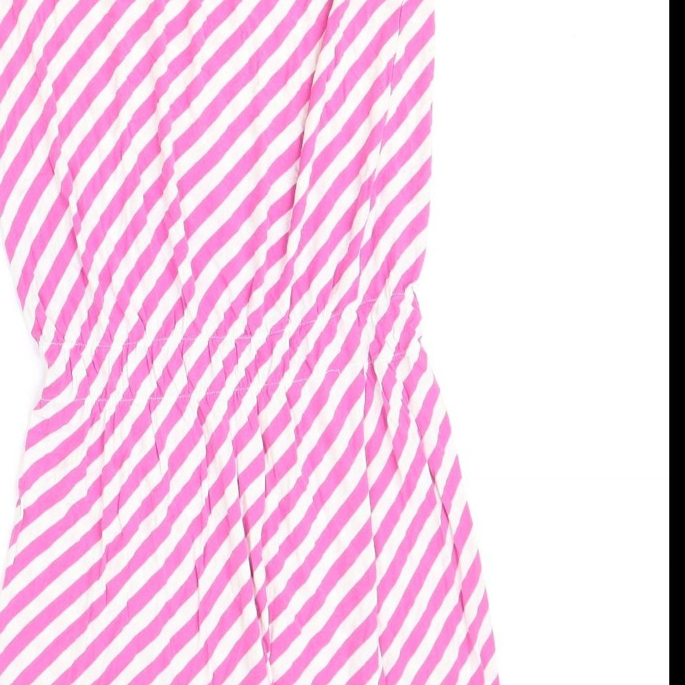 New Look Womens Pink Striped Viscose A-Line Size 12 Off the Shoulder Pullover