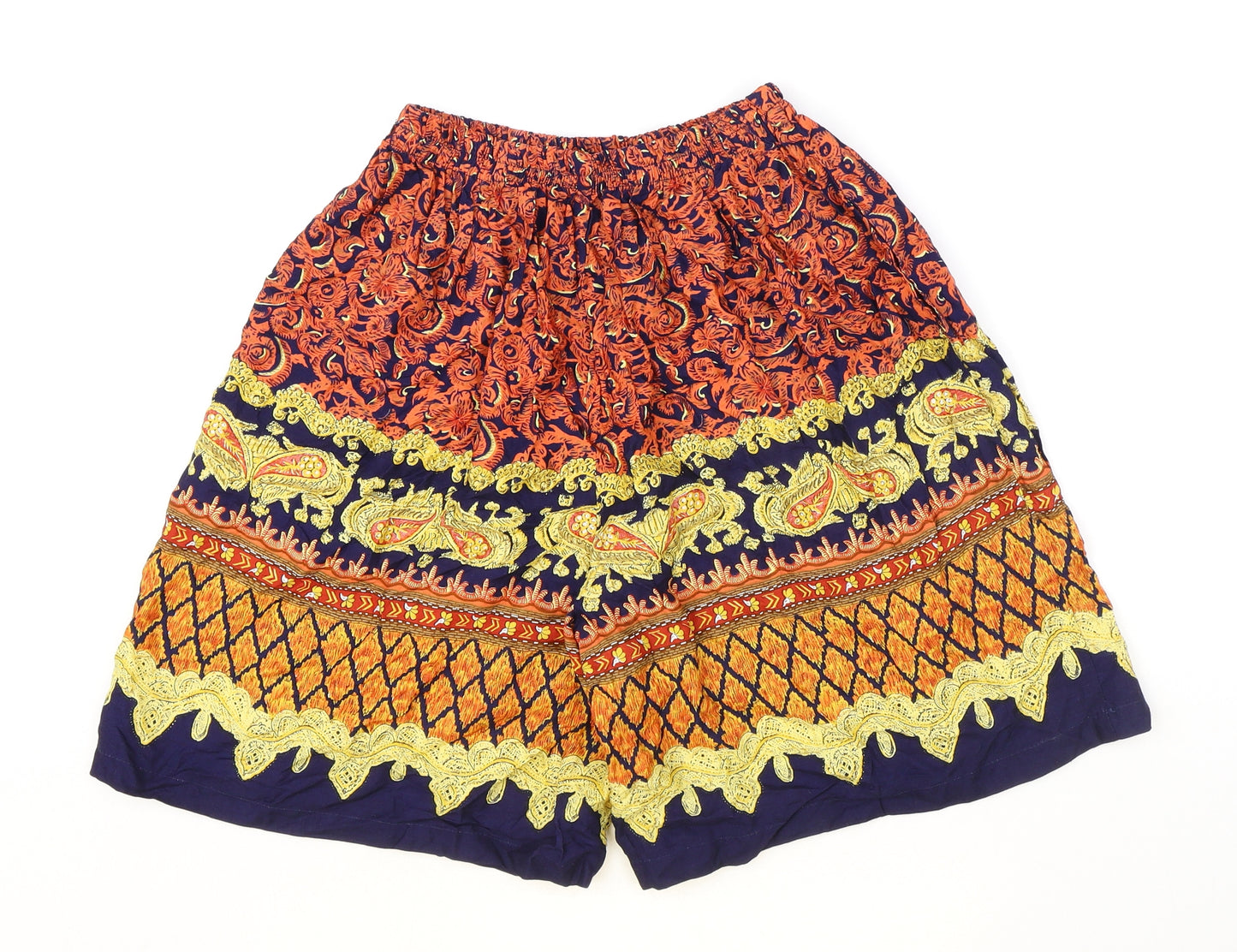 Preworn Womens Multicoloured Geometric Polyester Sailor Shorts Size 28 in Regular Pull On