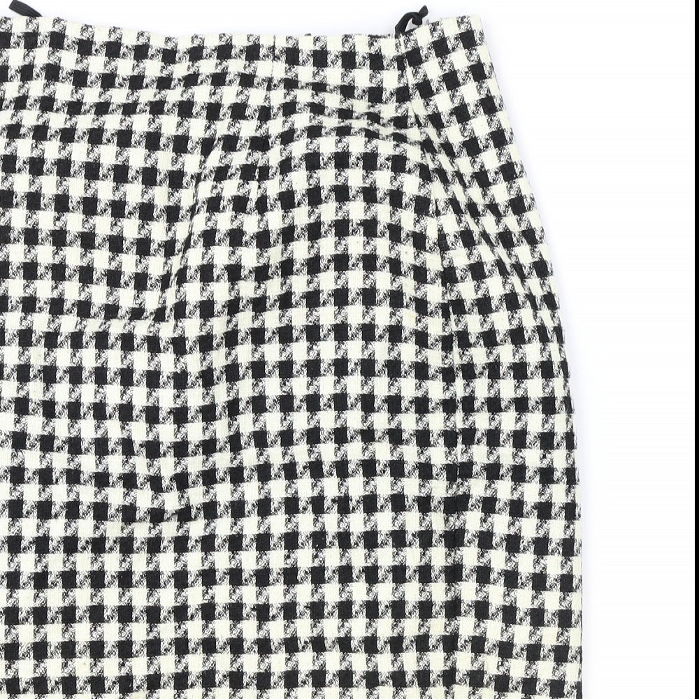 Marks and Spencer Womens Beige Geometric Polyester Straight & Pencil Skirt Size 14 Zip