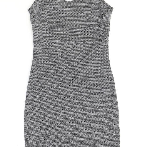 Miss Selfridge Womens Grey Geometric Polyester Shift Size 6 Round Neck Pullover