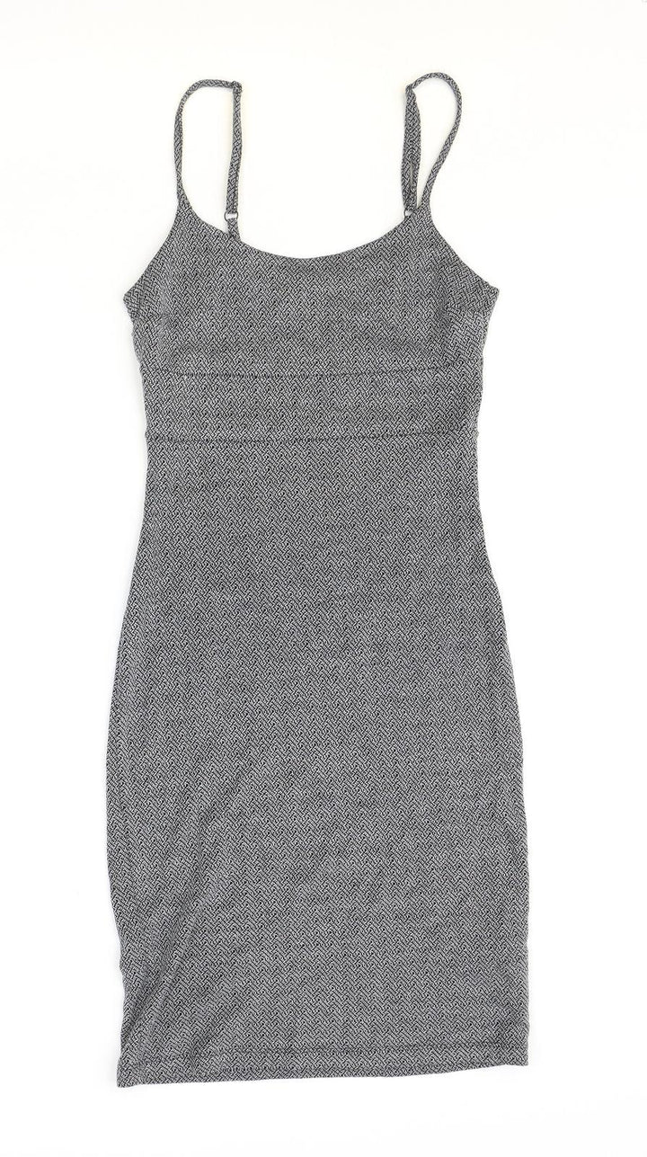 Miss Selfridge Womens Grey Geometric Polyester Shift Size 6 Round Neck Pullover