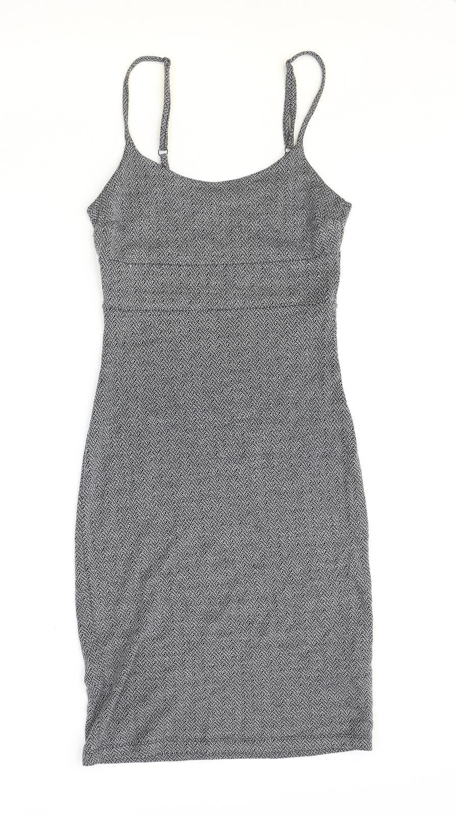 Miss Selfridge Womens Grey Geometric Polyester Shift Size 6 Round Neck Pullover