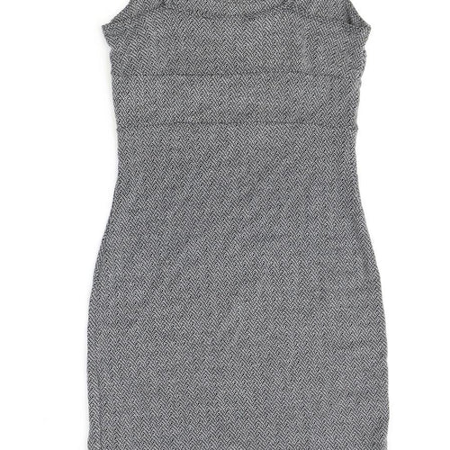 Miss Selfridge Womens Grey Geometric Polyester Shift Size 6 Round Neck Pullover