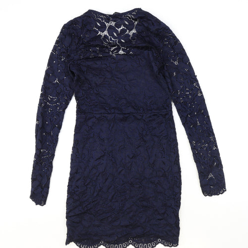 H&M Womens Blue Polyamide Shift Size 8 Round Neck Pullover