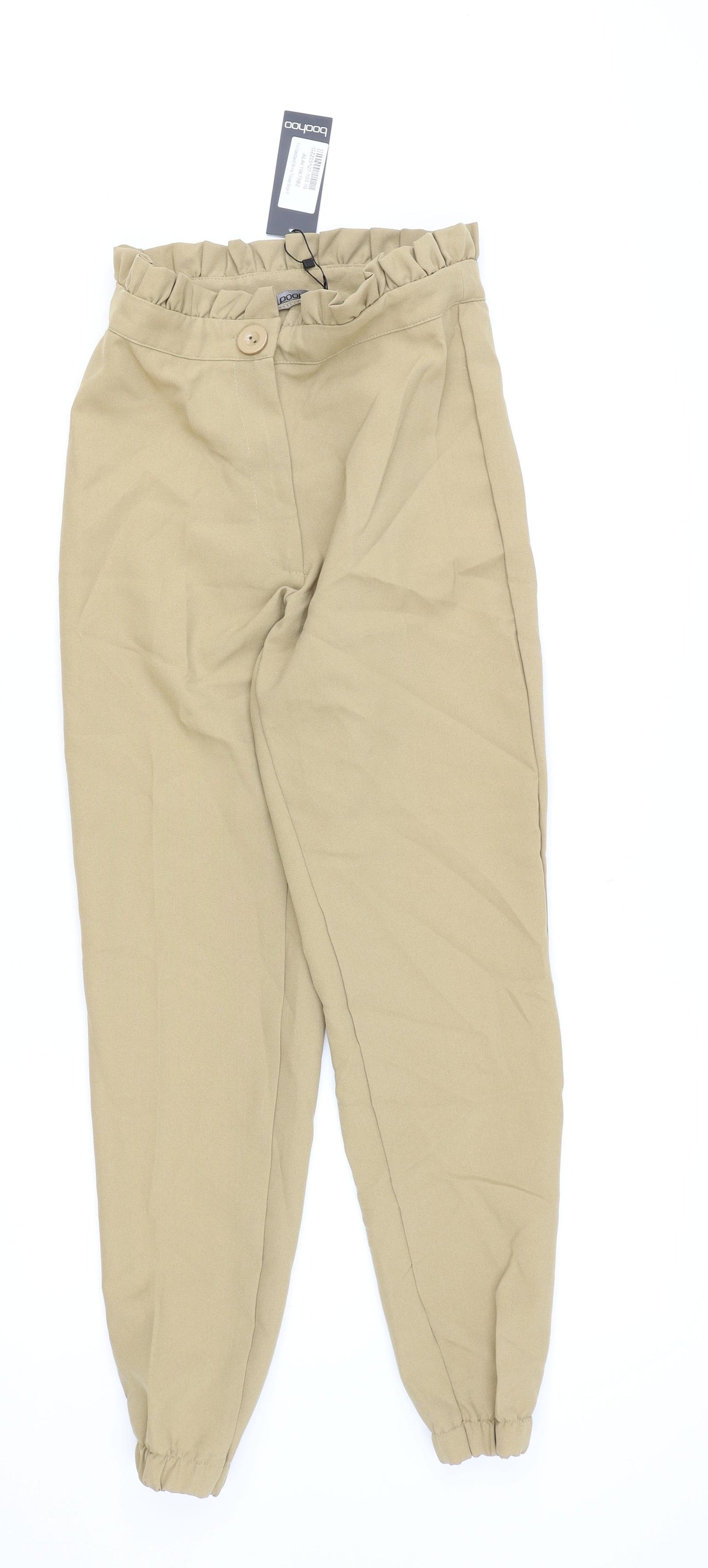 Boohoo Womens Brown Viscose Trousers Size 8 Regular Zip