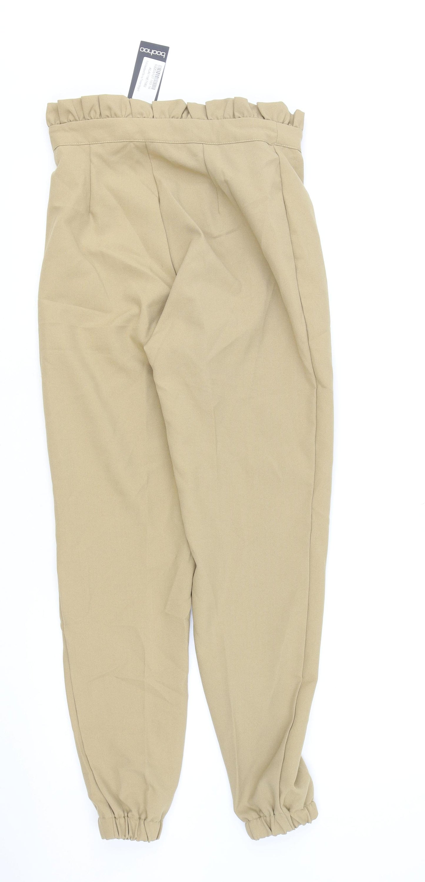 Boohoo Womens Brown Viscose Trousers Size 8 Regular Zip