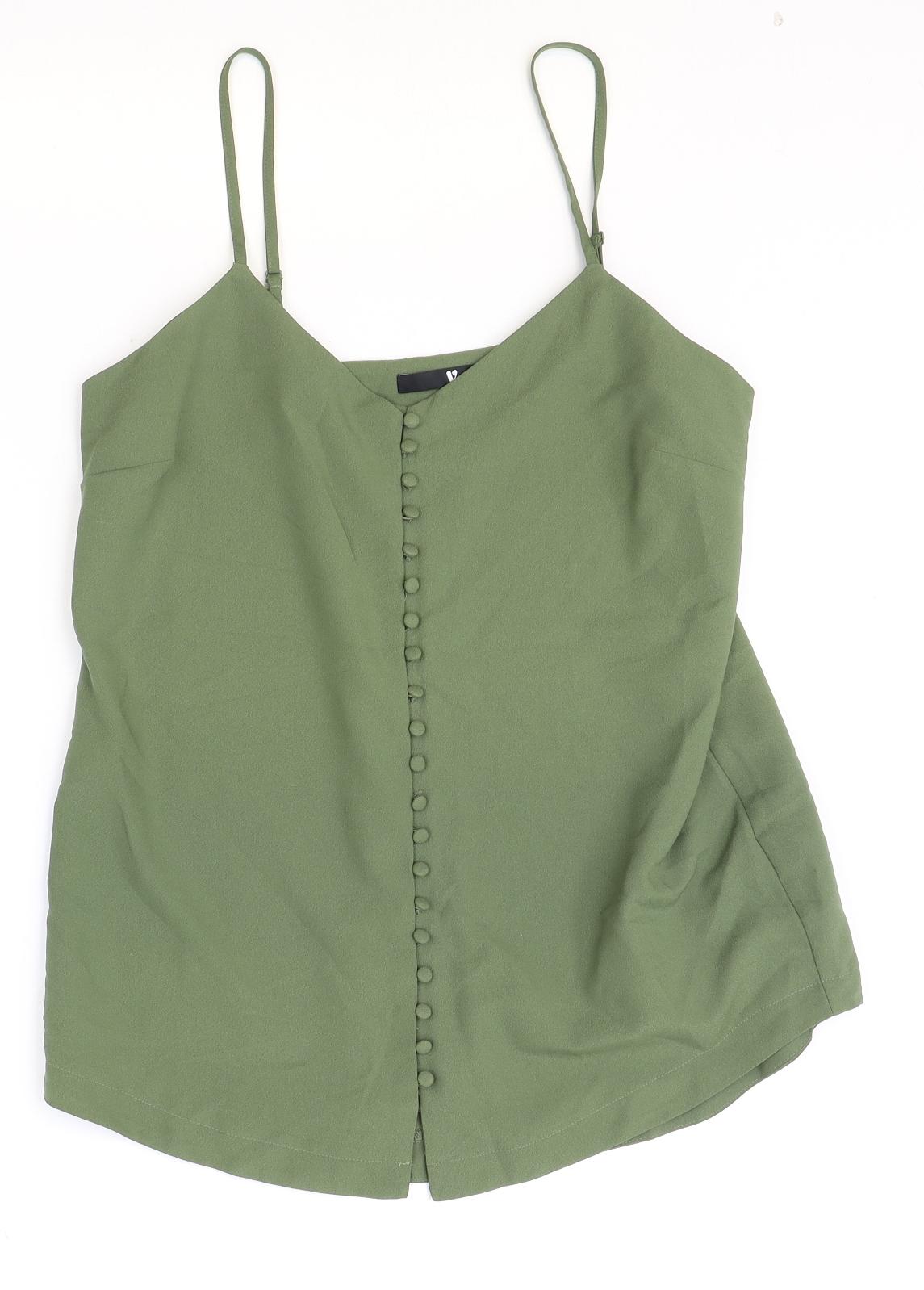 Very Womens Green Polyester Camisole Tank Size 10 V-Neck