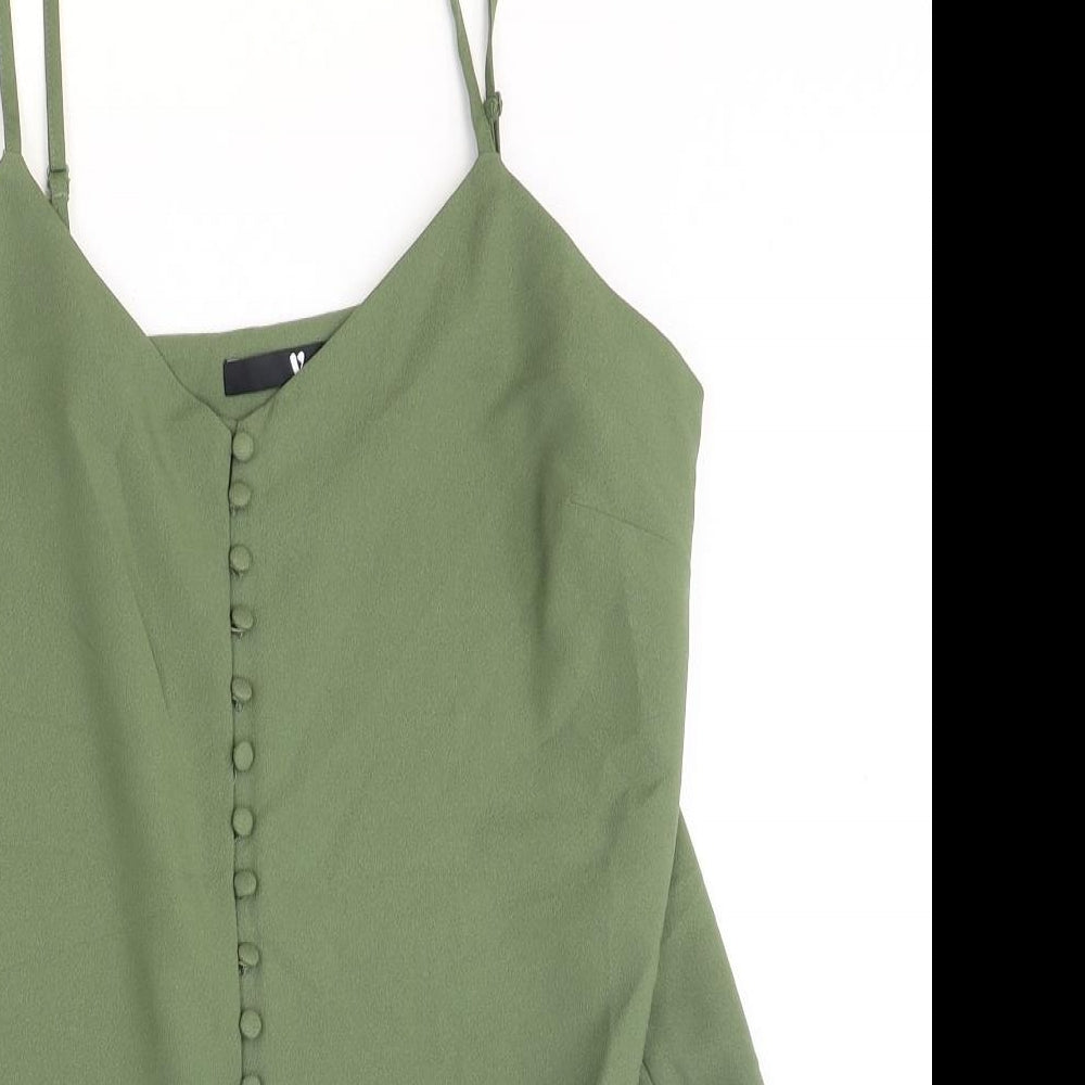 Very Womens Green Polyester Camisole Tank Size 10 V-Neck