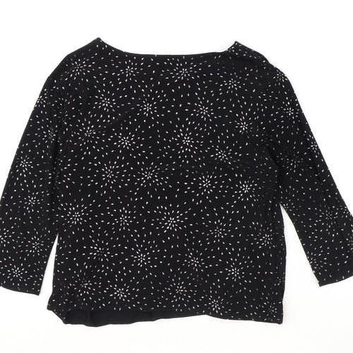 Sonic Collection Womens Black Geometric Polyester Basic Blouse Size 12 Boat Neck - Knot Front